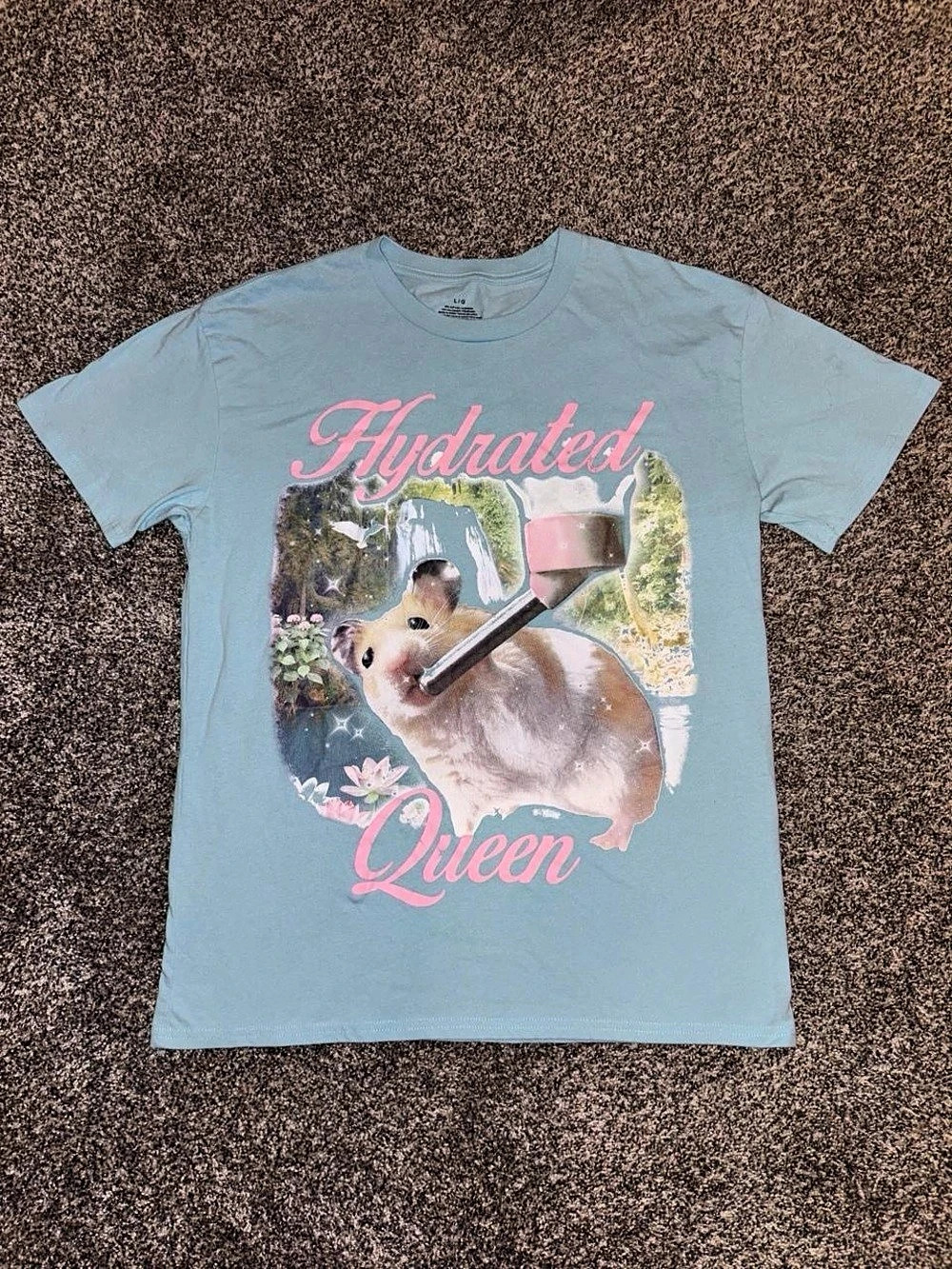 Hydrated Queen Graphic Tee in Blue & Pink Like New